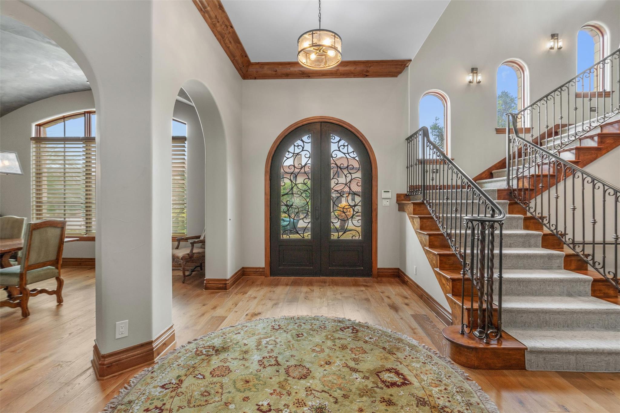 Grand foyer with iron staircase